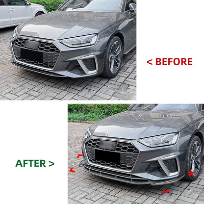 Front Spoiler Lip for Audi A4 S4 B9.5 Sline (2020-2024) Gloss Black