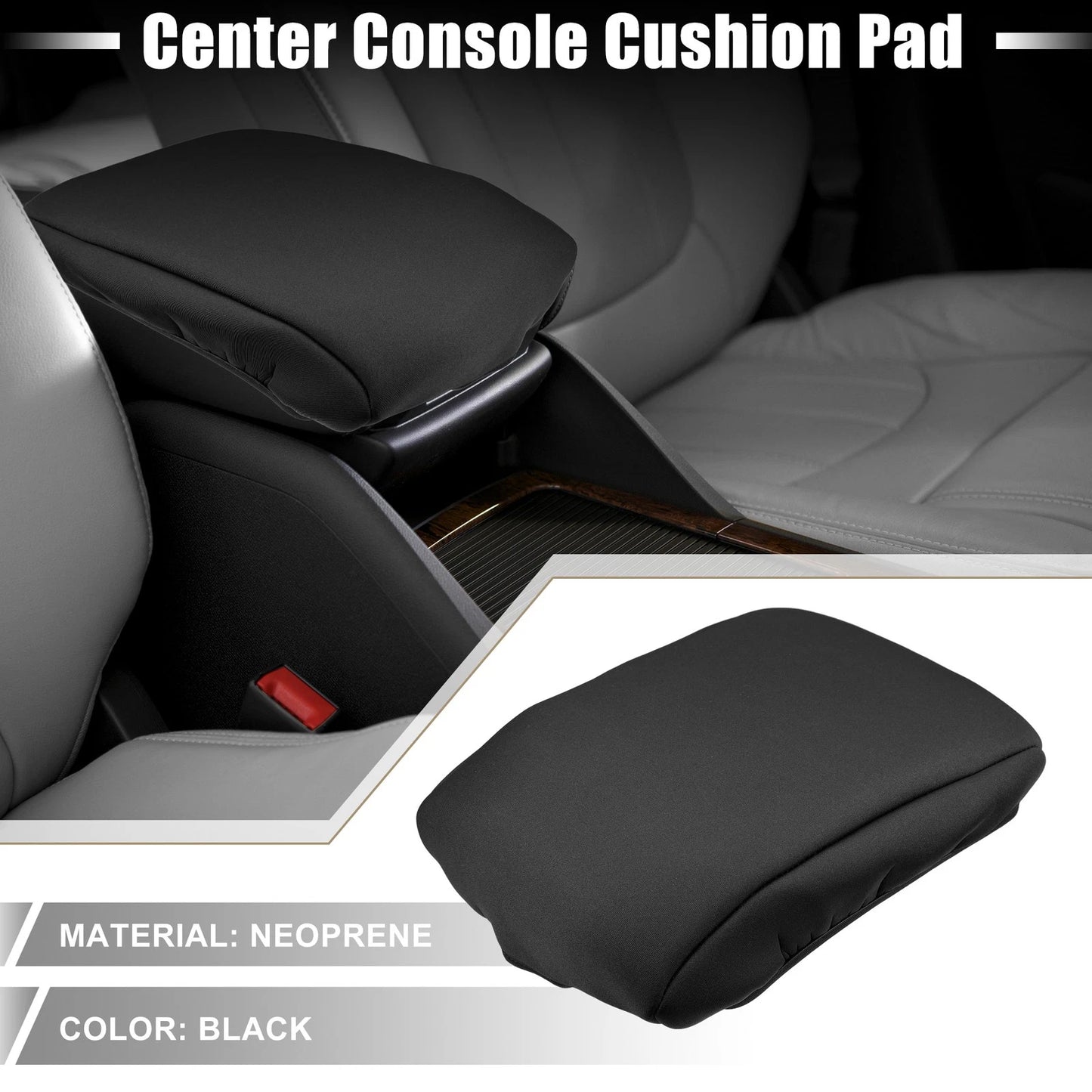 Car Center Console Armrest Cushion Cover Black for Toyota 4Runner (2010–2023)