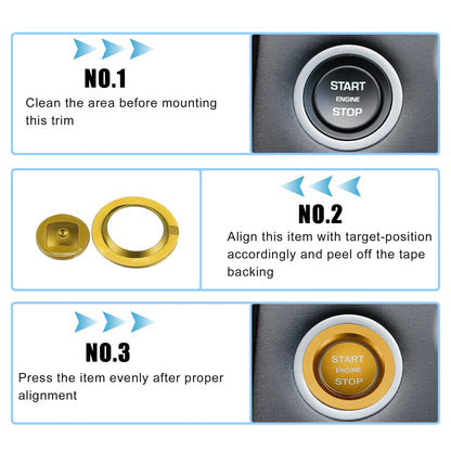 Gold Tone Start Stop Button Cover Kit for Land Rover Discovery, Range Rover