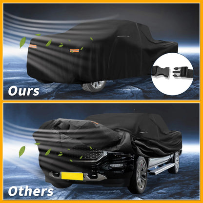 210D-PU Car Cover Waterproof All Weather for GMC Sierra Black with Zipper