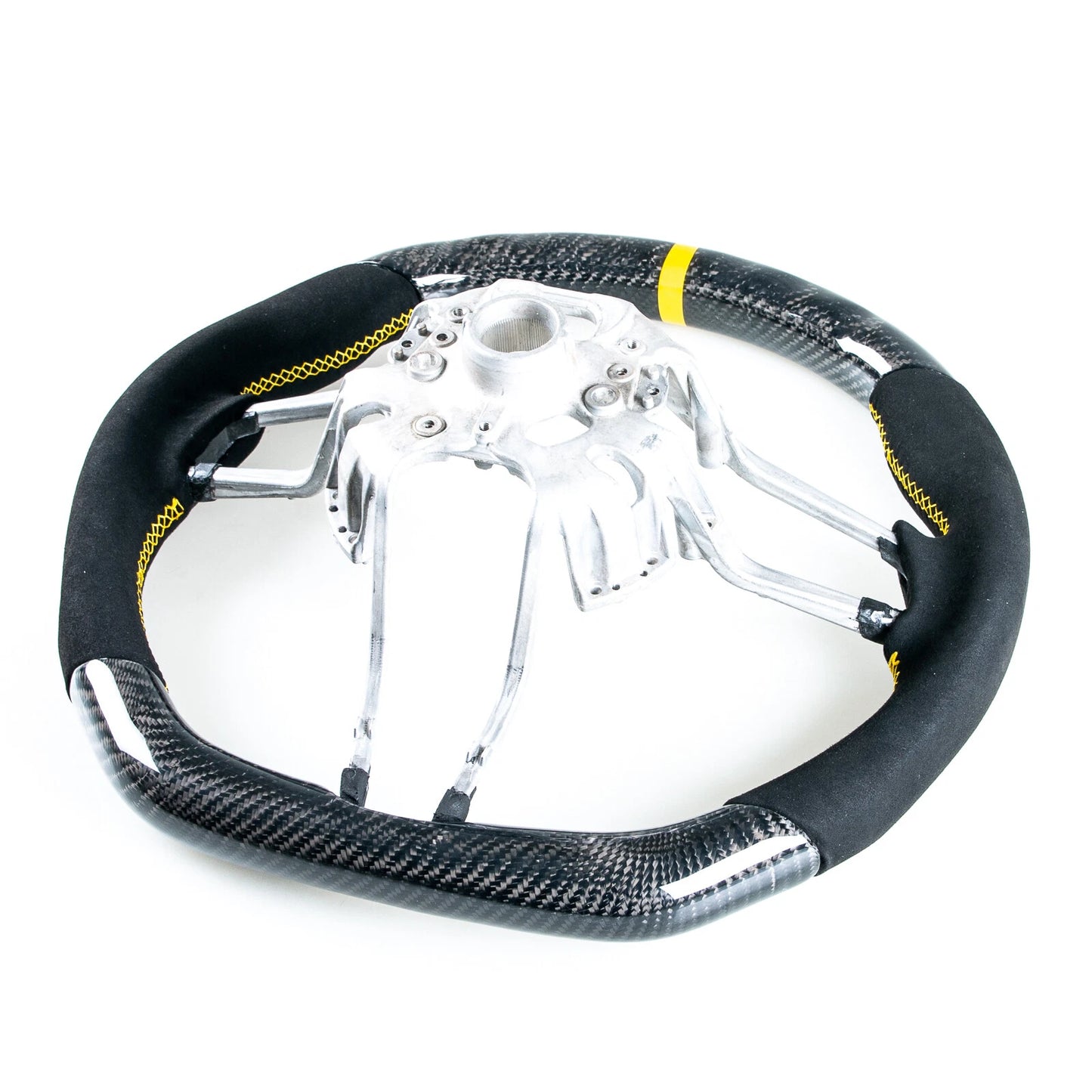 Carbon Suede Yellow Steering Wheel for Porsche 911, 718, Boxster, Cayman, Macan (2016-2023)