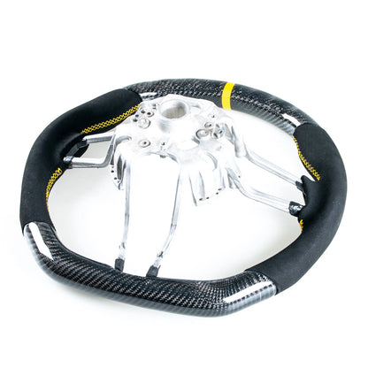 Carbon Suede Yellow Steering Wheel for Porsche 911, 718, Boxster, Cayman, Macan (2016-2023)