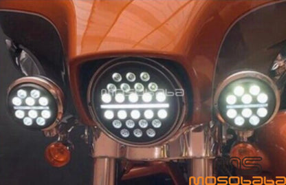 6000K Round LED Fog Passing Headlight DRL Lights for Harley Electra Glide