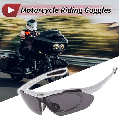 Goggles for Motorcycle Riding Dark Gray Lens White Black Frame Cycling Sunglasses