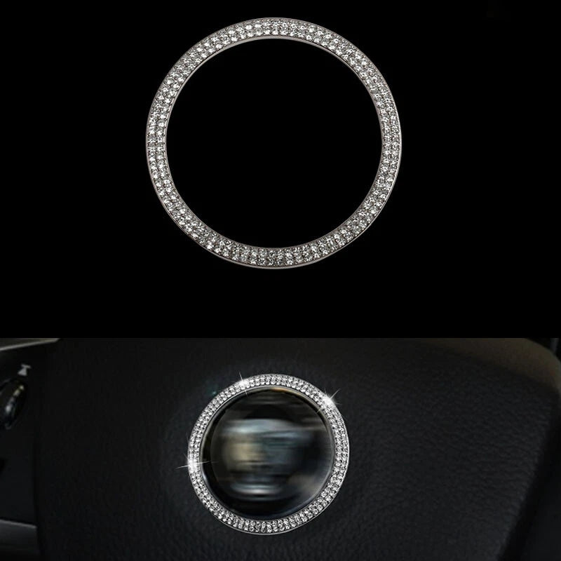 Car Crystal Steering Wheel Cover Logo Circle Trim fit For Jaguar XF 2008-2015
