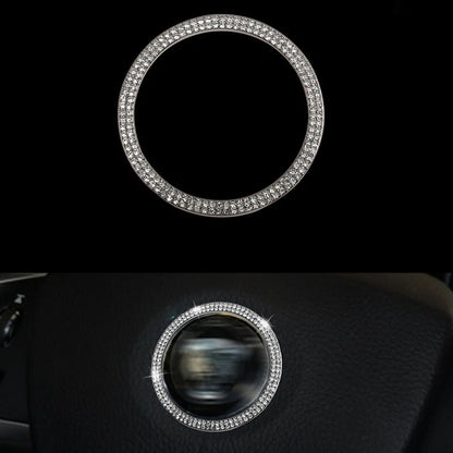 Car Crystal Steering Wheel Cover Logo Circle Trim fit For Jaguar XF 2008-2015