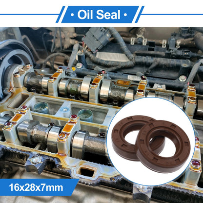 Oil Seal 16x28x7mm FKM Rubber Brown 2 x for MakeModel