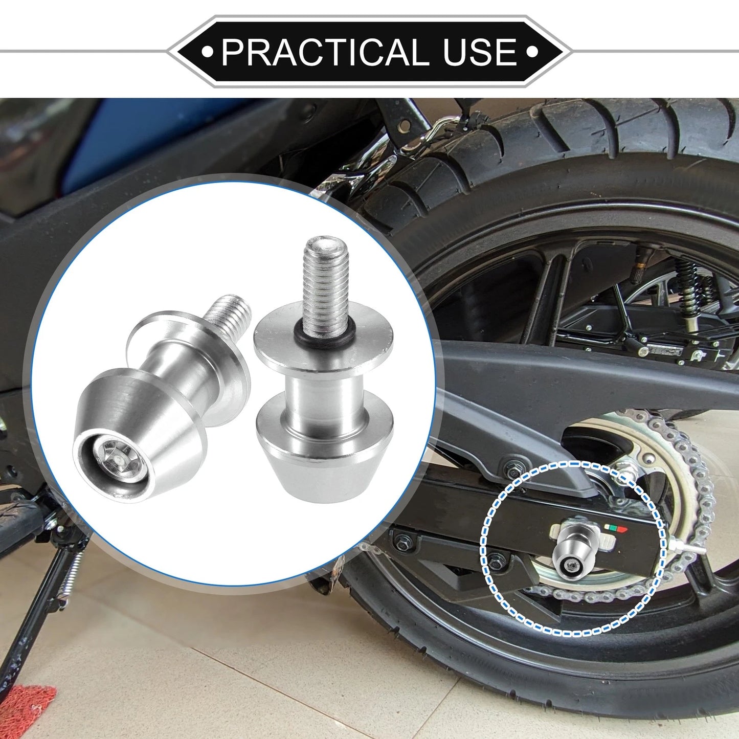 1 Pair Motorbike Swingarm Spools 8mm CNC Sliders Silver Tone
