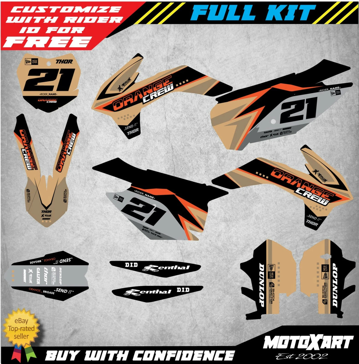 TERRA Style Custom Decal Kit Stickers for KTM SX 125 150 250 (2016-2018)