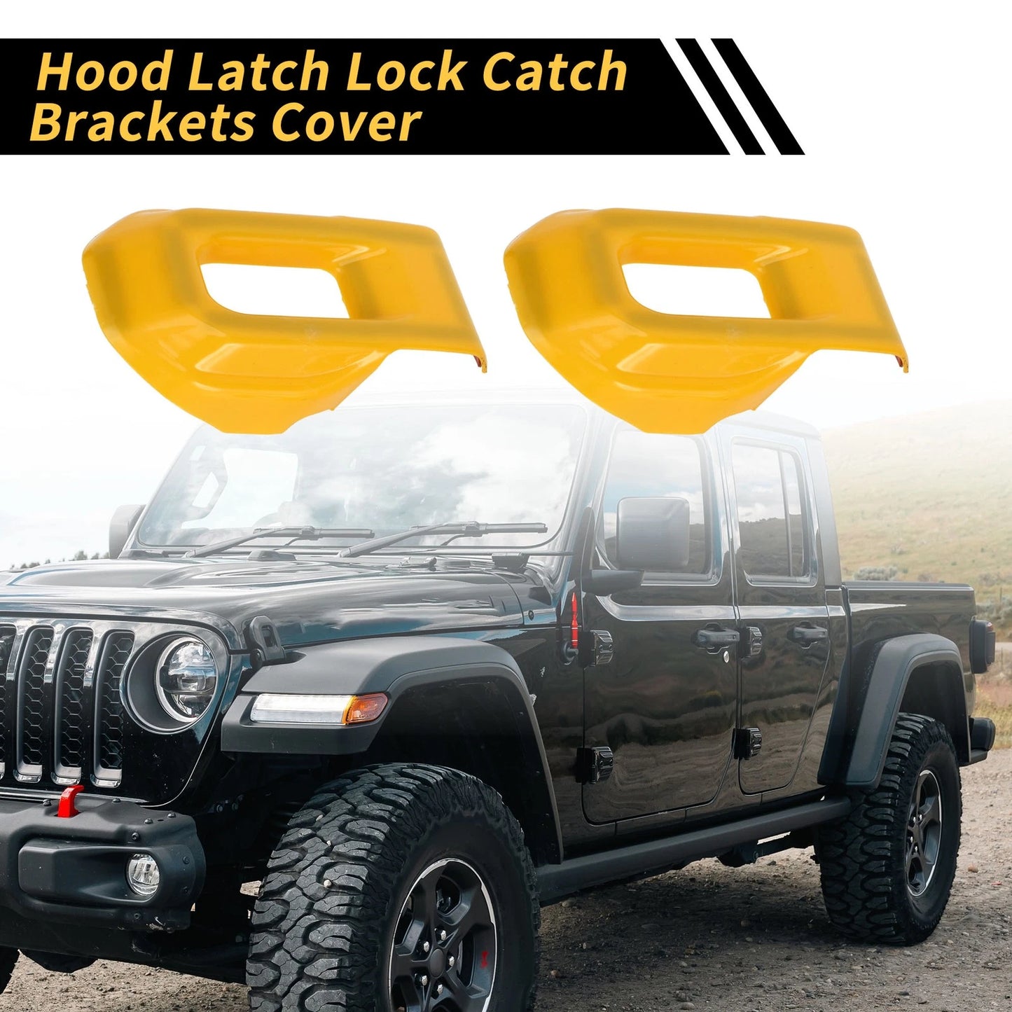 2 x Hood Latch Lock Catch Brackets Covers for Jeep Wrangler JL JLU (2018-2023)