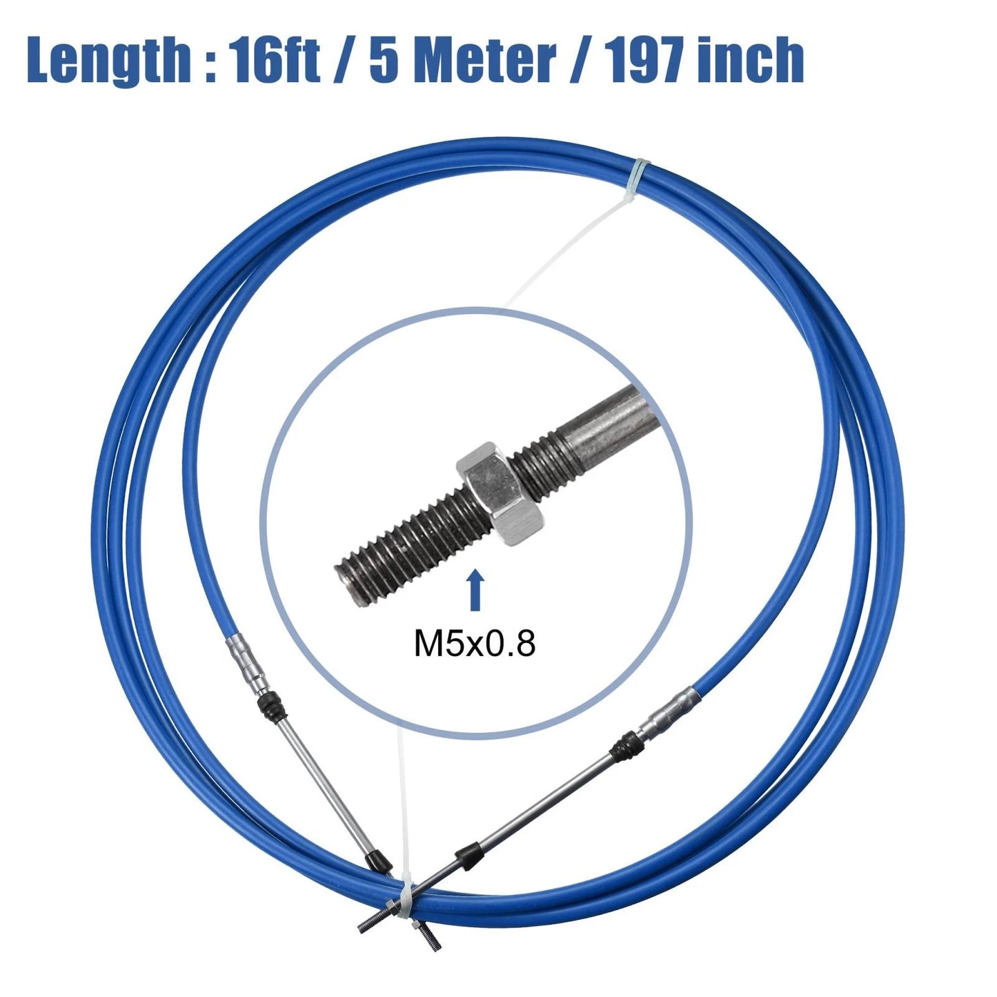 2 x 16ft 197-Inch Marine Type Shift Remote Control Box Cable for Yamaha Blue