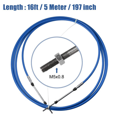 2 x 16ft 197-Inch Marine Type Shift Remote Control Box Cable for Yamaha Blue