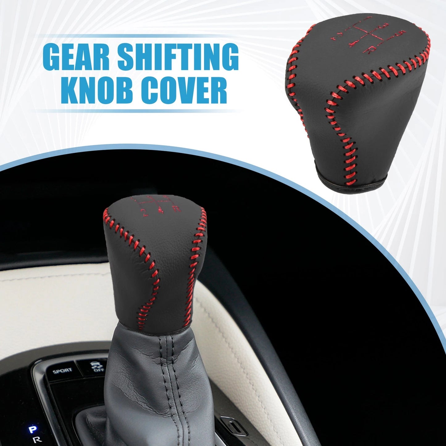 Gear Shifting Knob Cover for Hyundai Elantra 2004-2011 Faux Leather Black Red