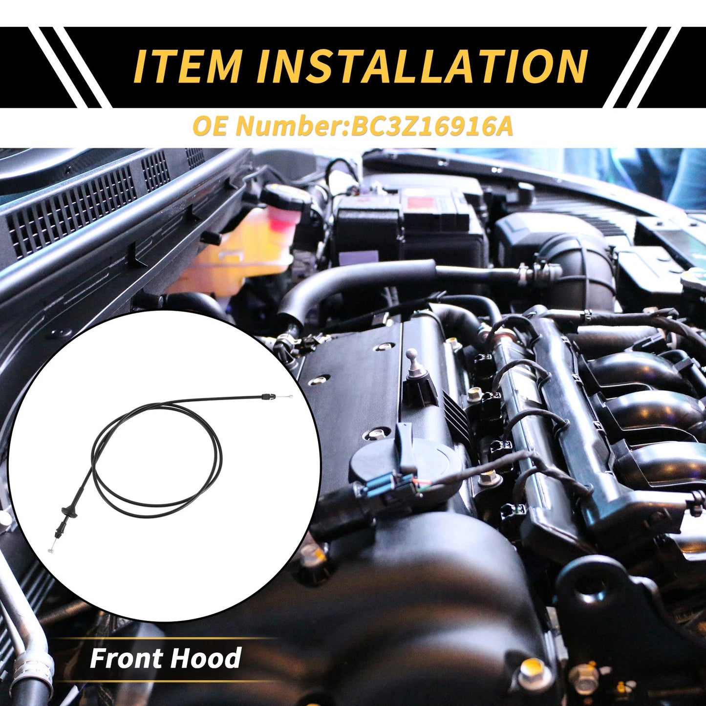 Hood Latch Release Cable for Ford F-250 F-350 F-450 Super Duty (2011-2016)