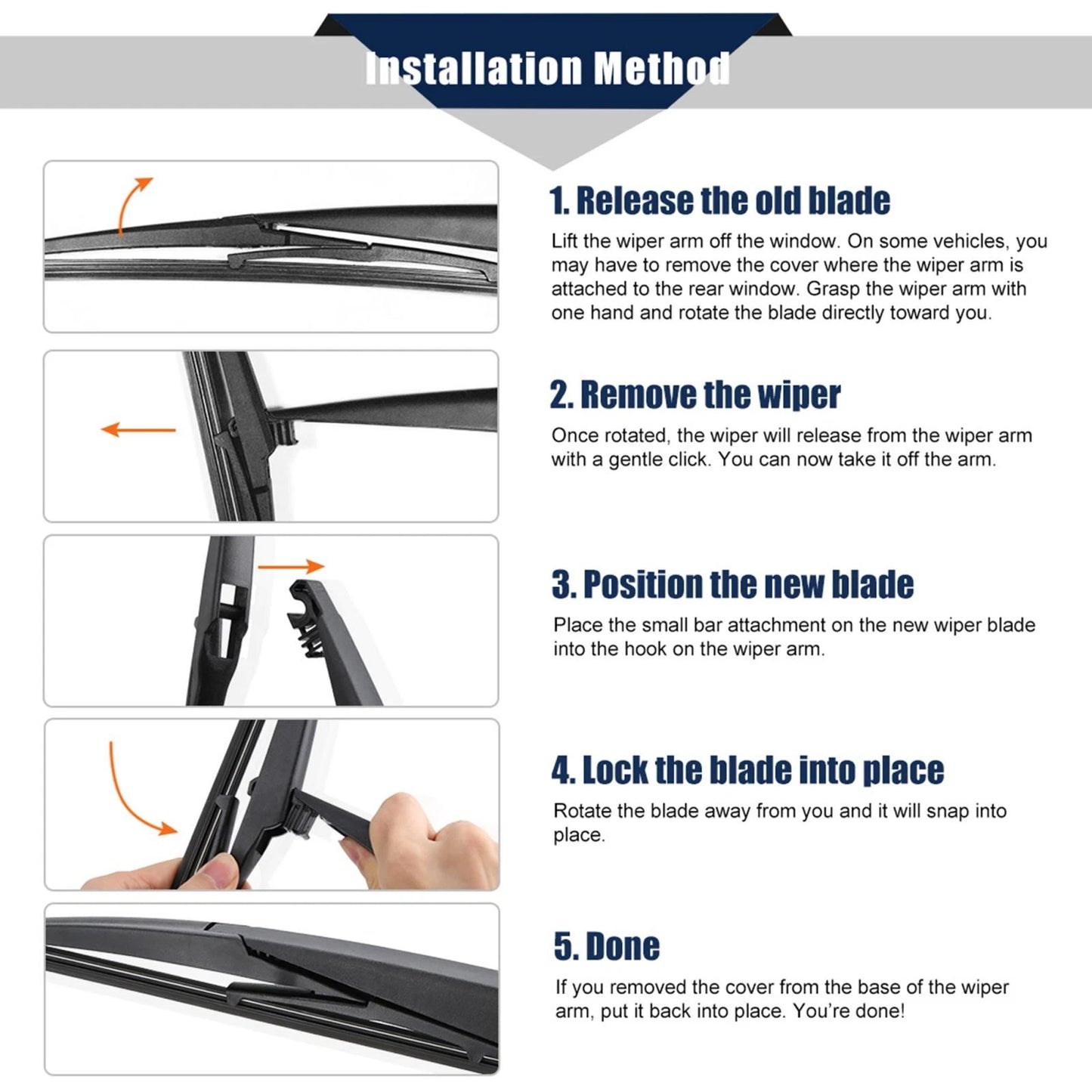 Set of 2 Rear Wiper Blades 250mm for Toyota RAV4 (2013-2018)