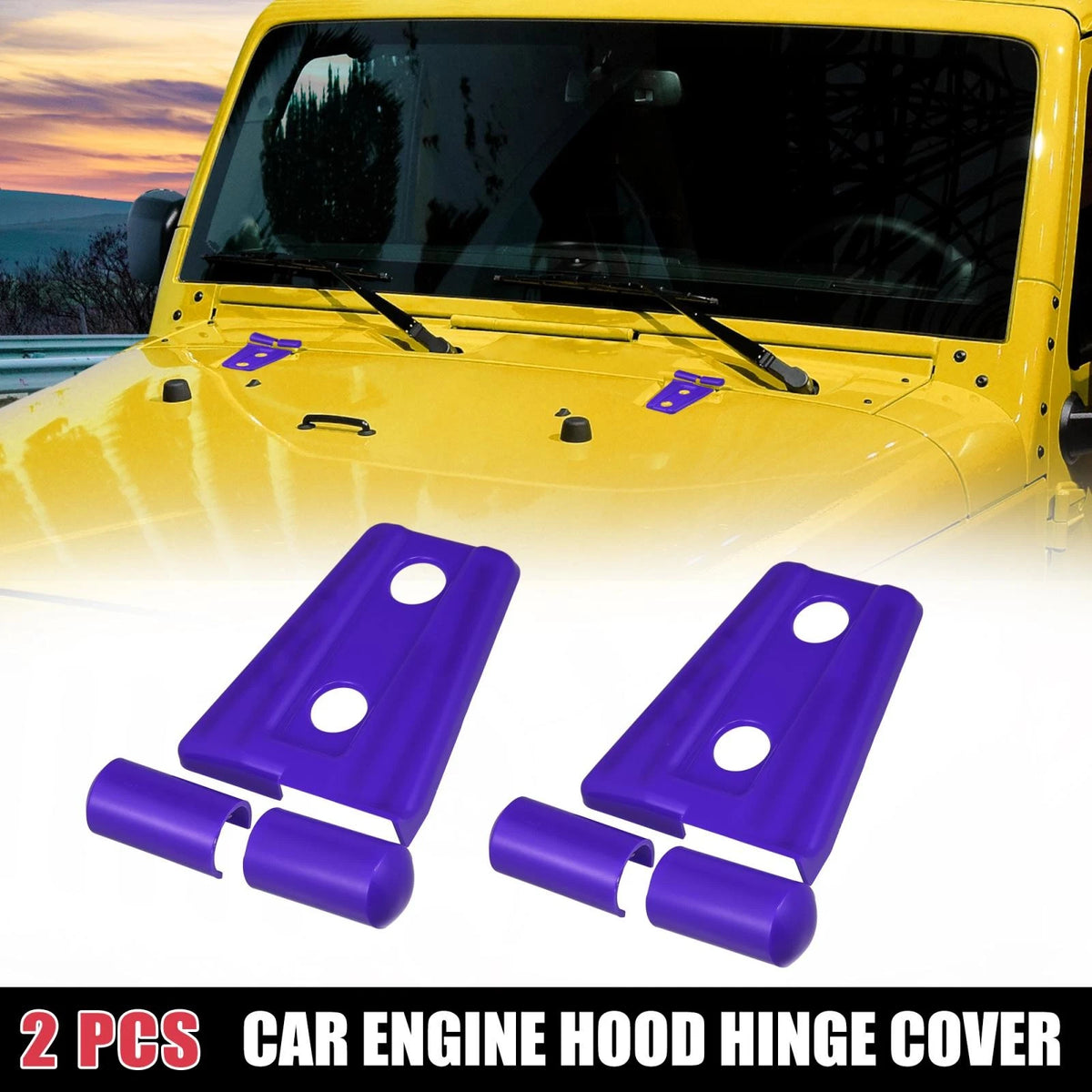 2 x Engine Hood Hinge Covers for Jeep Wrangler 2-Door/4-Door (2007-2018) Purple