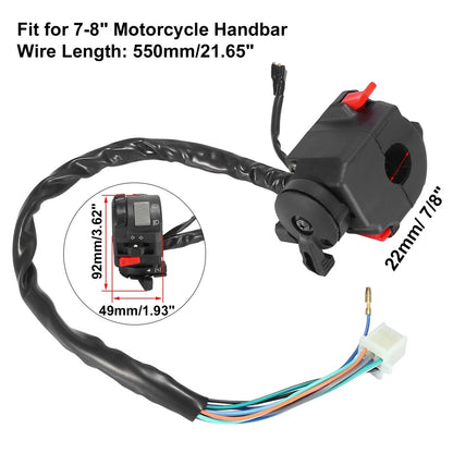 DC 12V 7/8 in Handlebar Mount Switch with Turn Signal Horn for Motorcycle