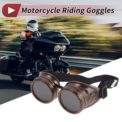 1 Pc Motorcycle Riding Goggles Black Lens Brass Frame Glass ABS for Motorcycle