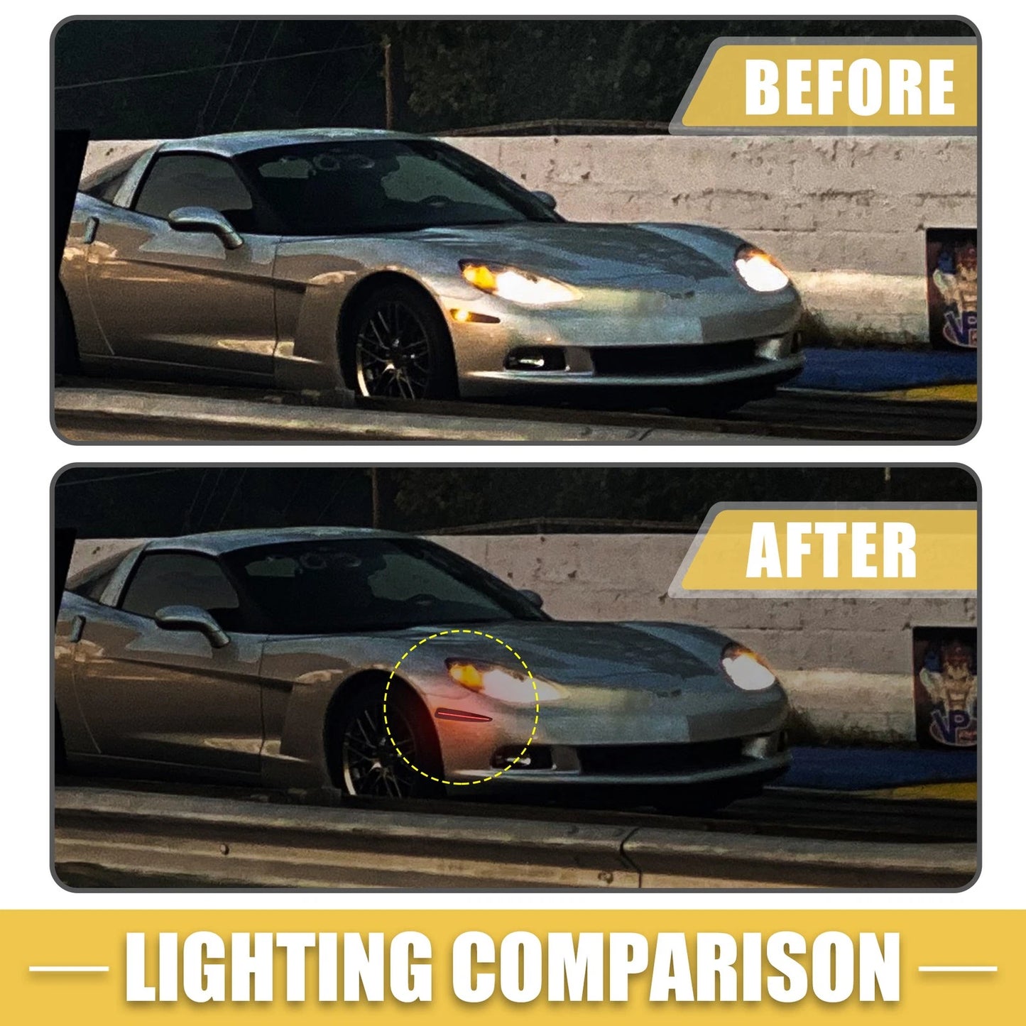 1 x Pair Rear LED Side Marker Light for Chevy Corvette Black Lens Red