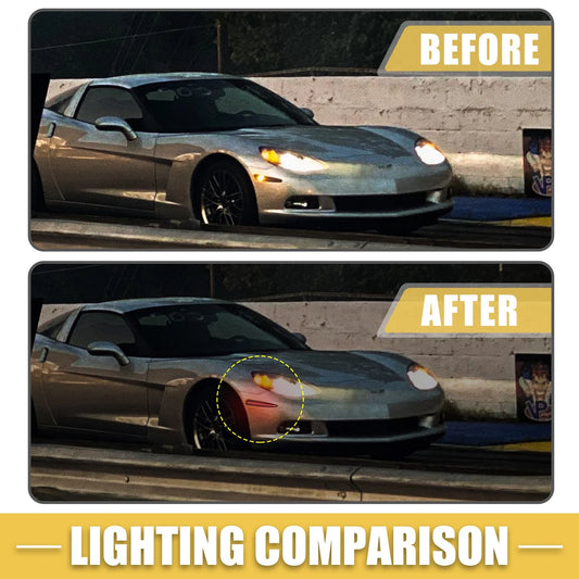 1 x Pair Rear LED Side Marker Light for Chevy Corvette Black Lens Red