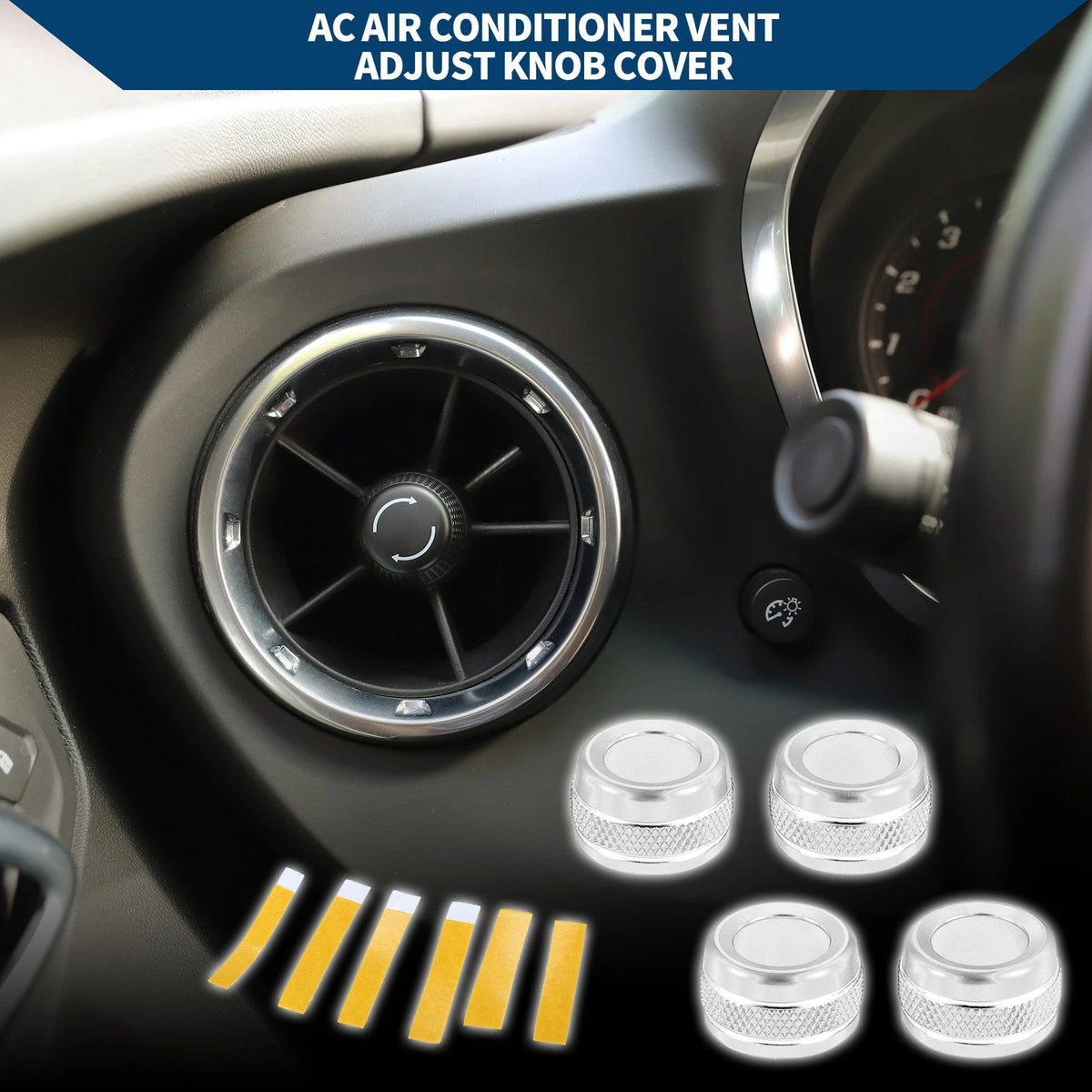 AC Vent Adjust Knob Cover  for Ford Bronco Sport (2021-2023) Silver Tone