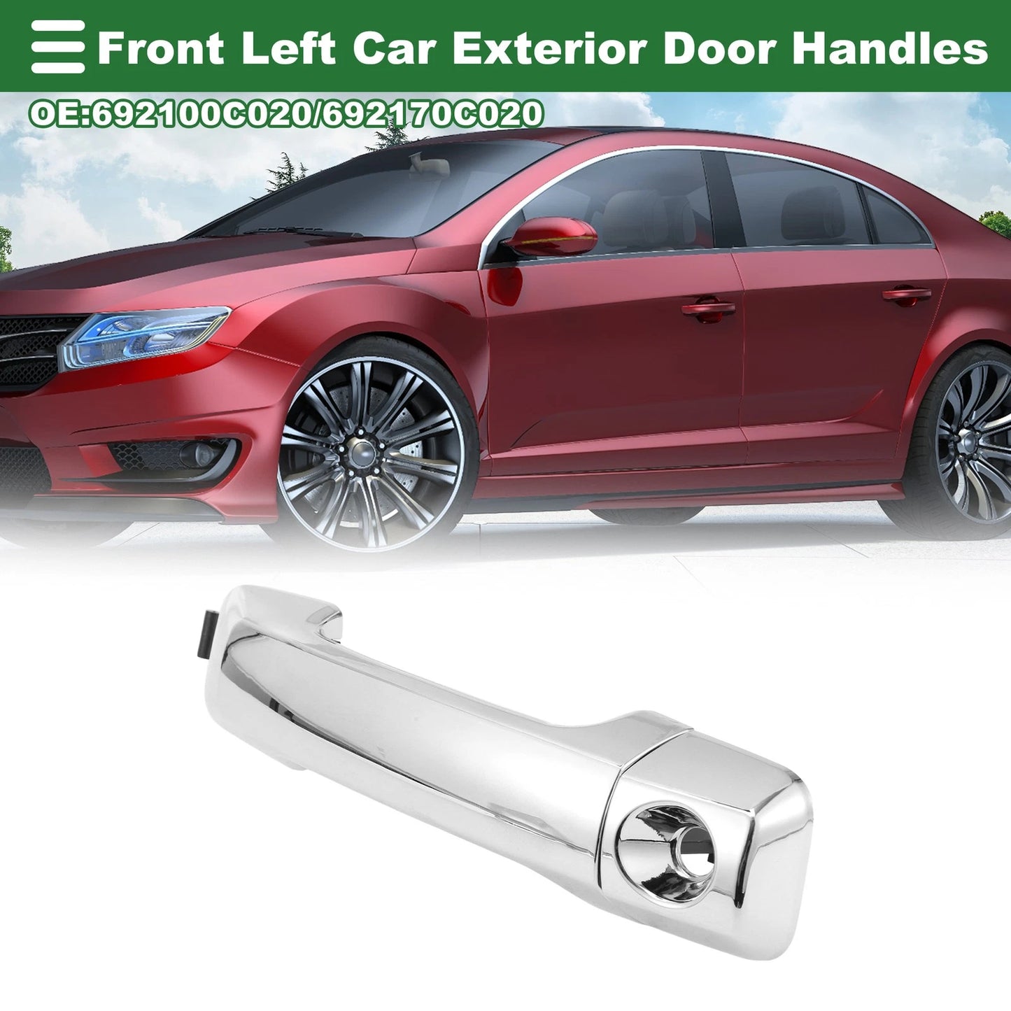 Front Left Car Exterior Door Handle Silver Tone for Toyota Tundra