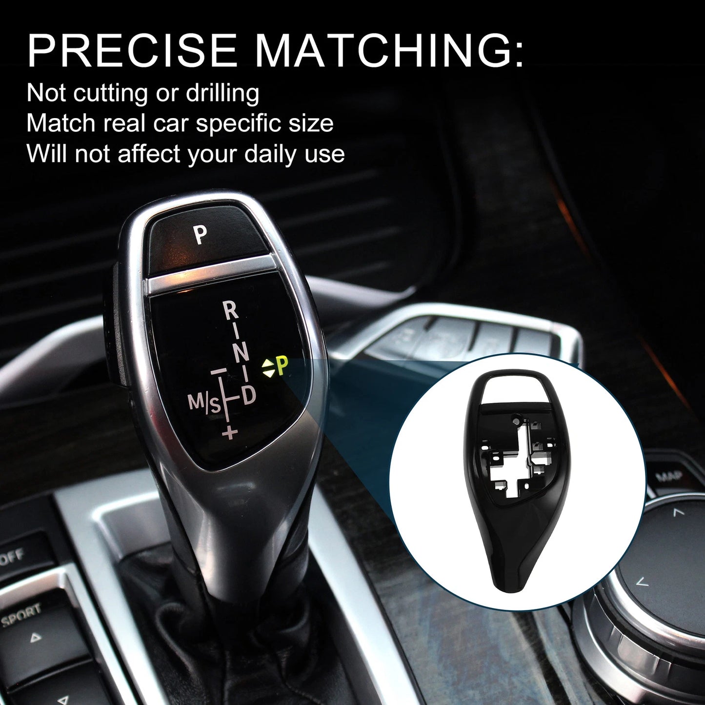 Black Gear Shift Knob Button Cover for BMW 1 Series F20 F21 F22 (2012-2019)
