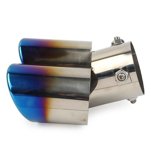 1x Blue Dual Exhaust Pipe Tail Muffler Tip for Car (No Year Specified)