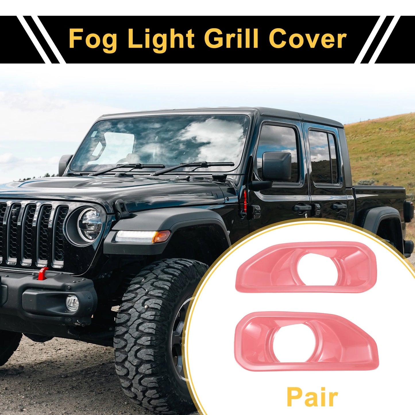 Fog Light Grills for Jeep Wrangler JL Gladiator (2018-2023) - 2 x Pink