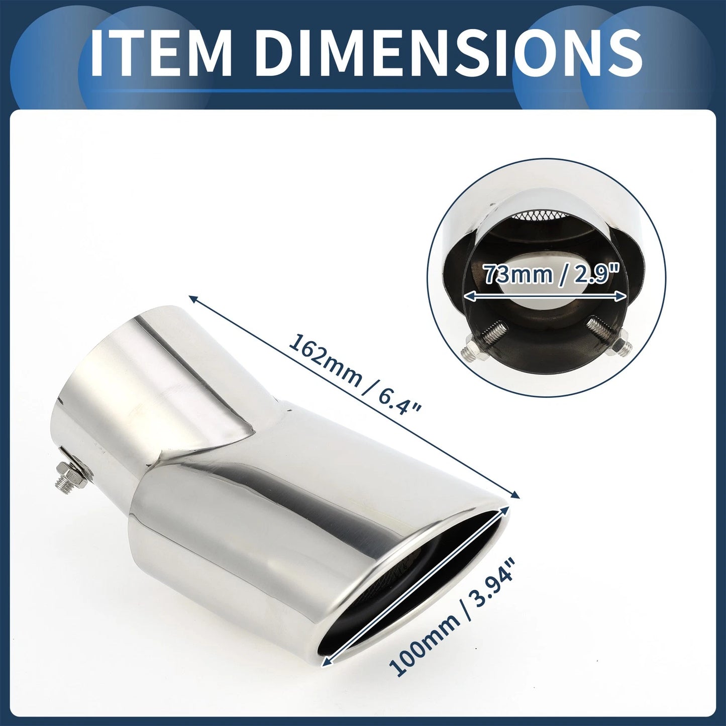 Curved Slant Exhaust Tip 2.9" for Land Rover Range Rover (2002-2010)