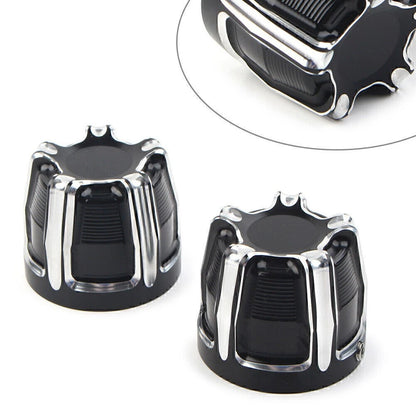 Black Front Axle Nut Cap Covers for Harley Softail Touring Street Glide Dyna XL
