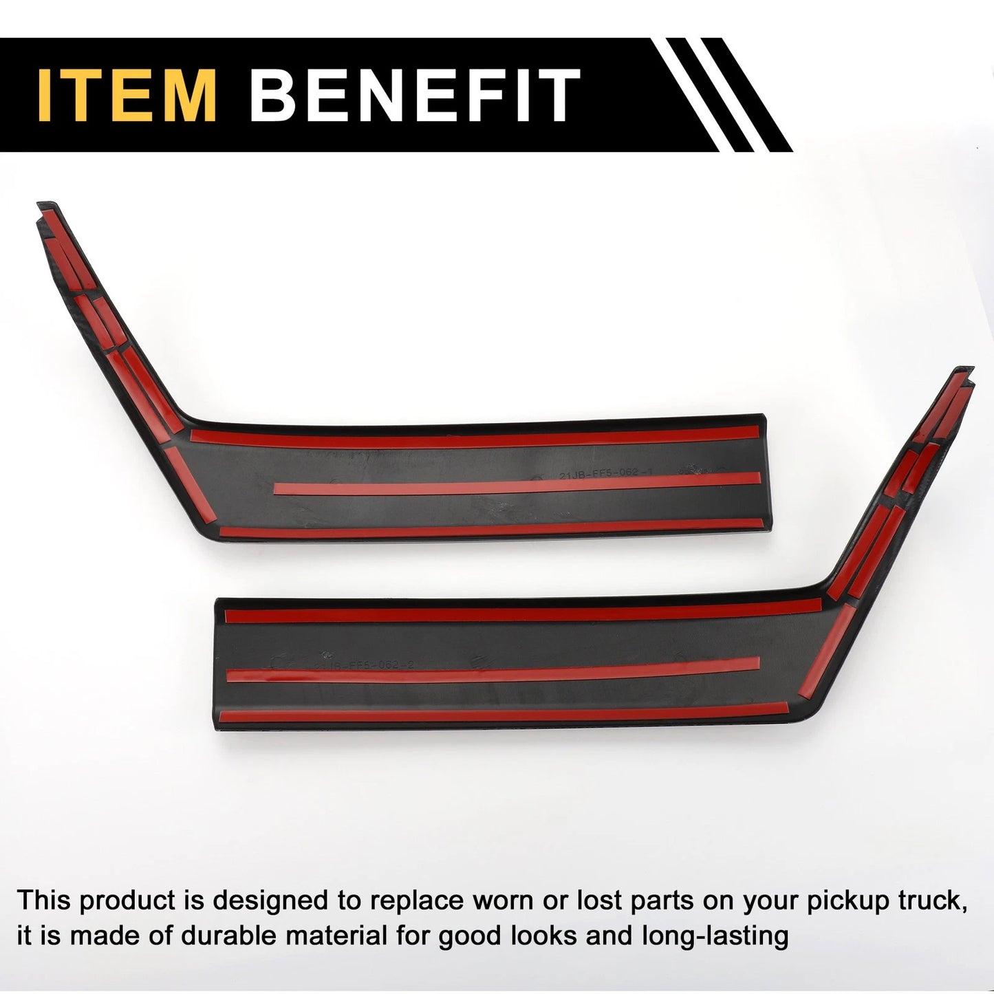 Black Interior Door Handle Bezel Cover Trims for Ford F-150 (2021-2024)