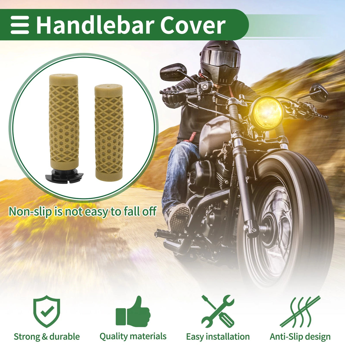 7/8" 22mm Hand Grips Cover Handlebar TPU Yellow for Motorcycle