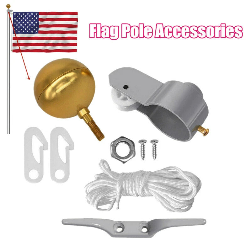 Flag Pole Truck Pulley Halyard Cleat Clips Rope  Model