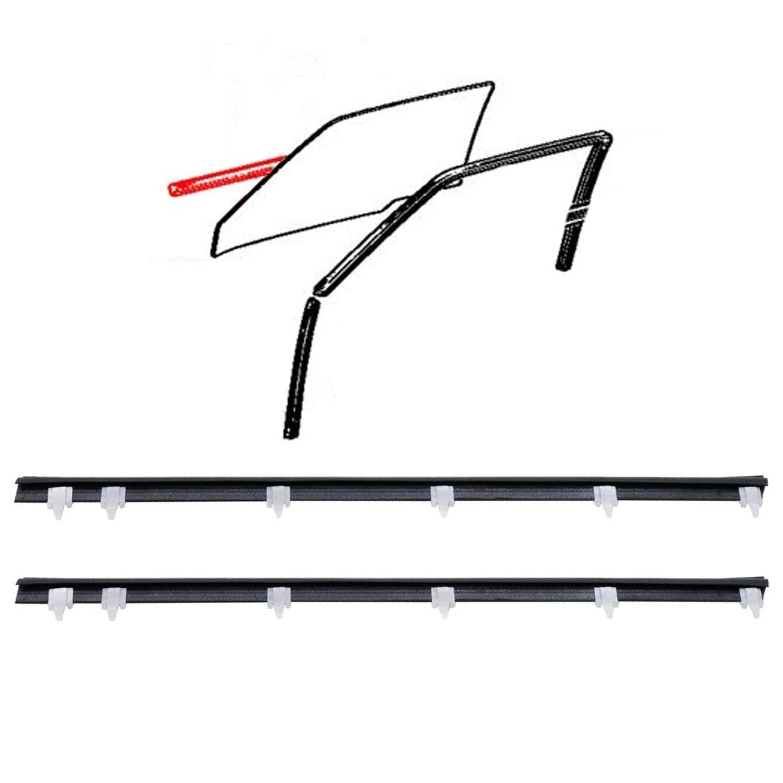 Front Door Glass Weatherstrip Outer x2 for Toyota Starlet KP60 KP61 KP62 1978-1984