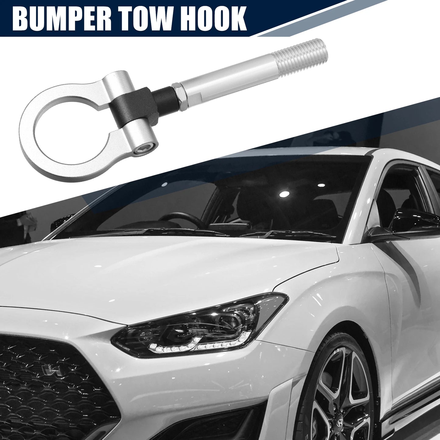Silver Round Front Rear Bumper Tow Hook Screw for Hyundai Veloster (2012-2017)