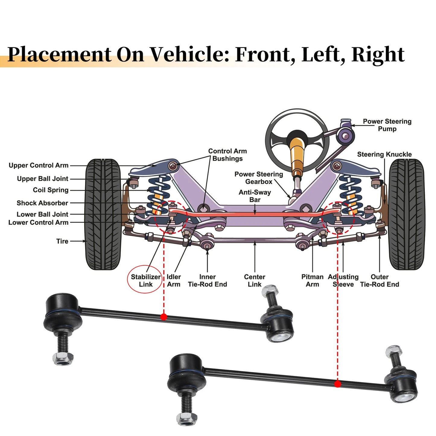 Front Stabiliser Sway Bar Links for BMW 524td (1985-1986)