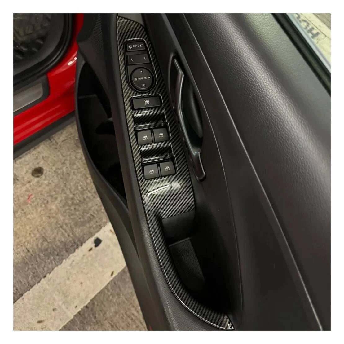 Carbon Fiber Window Lift Switch Panel Trims for Hyundai i30 (2018-2023)