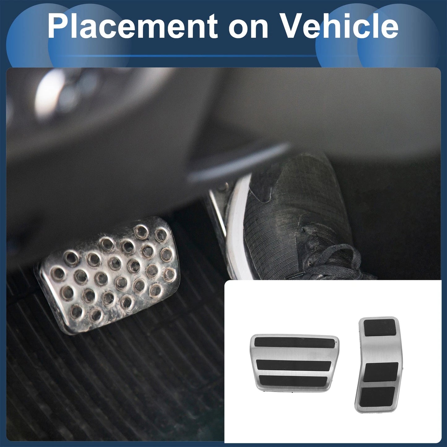 Foot Accelerator Pedal Covers for Ford Fiesta (2007-2012) Silver Tone