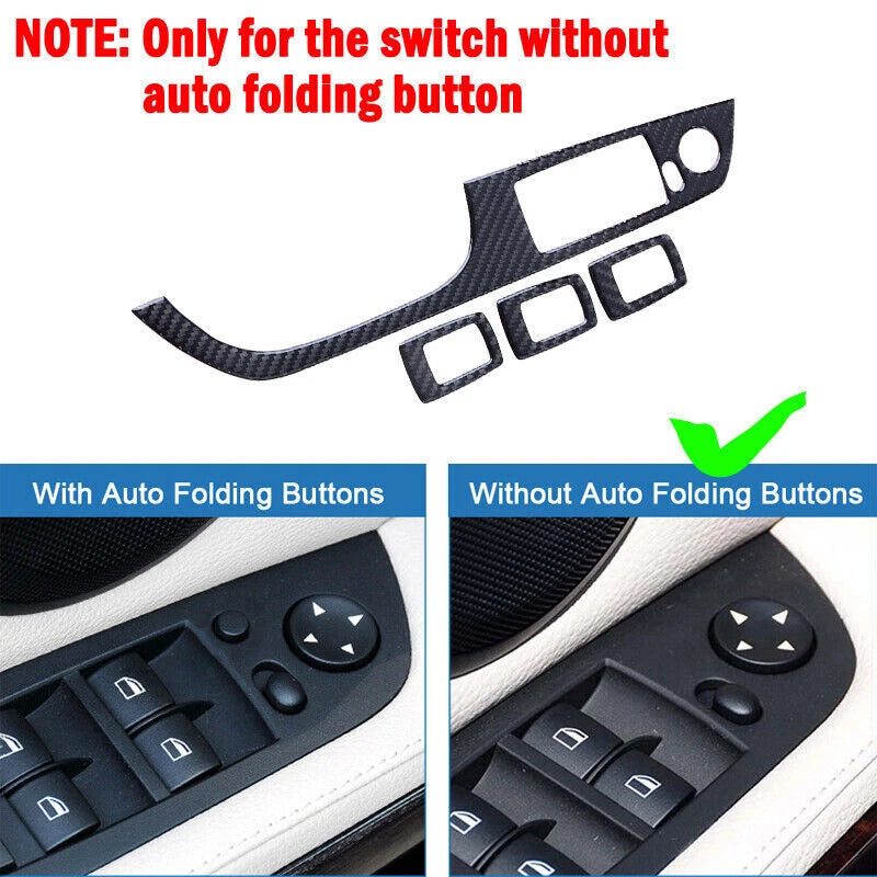 Carbon Fiber Window Lift Switch Button Cover for BMW M3 E92 E90 (2007-2013)