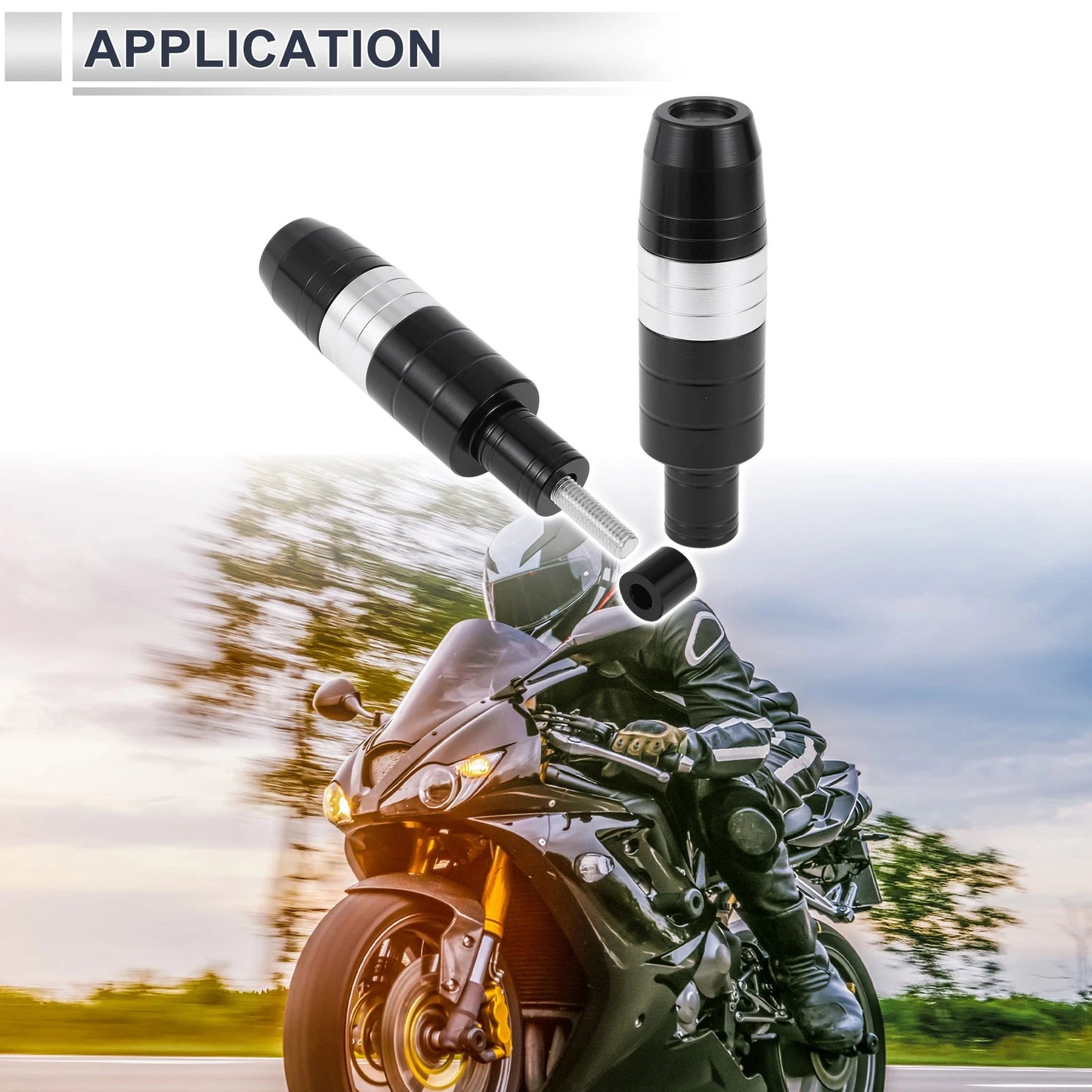 8mm Aluminum Alloy Motorcycle Slider Frame 2 x Pcs Silver Tone