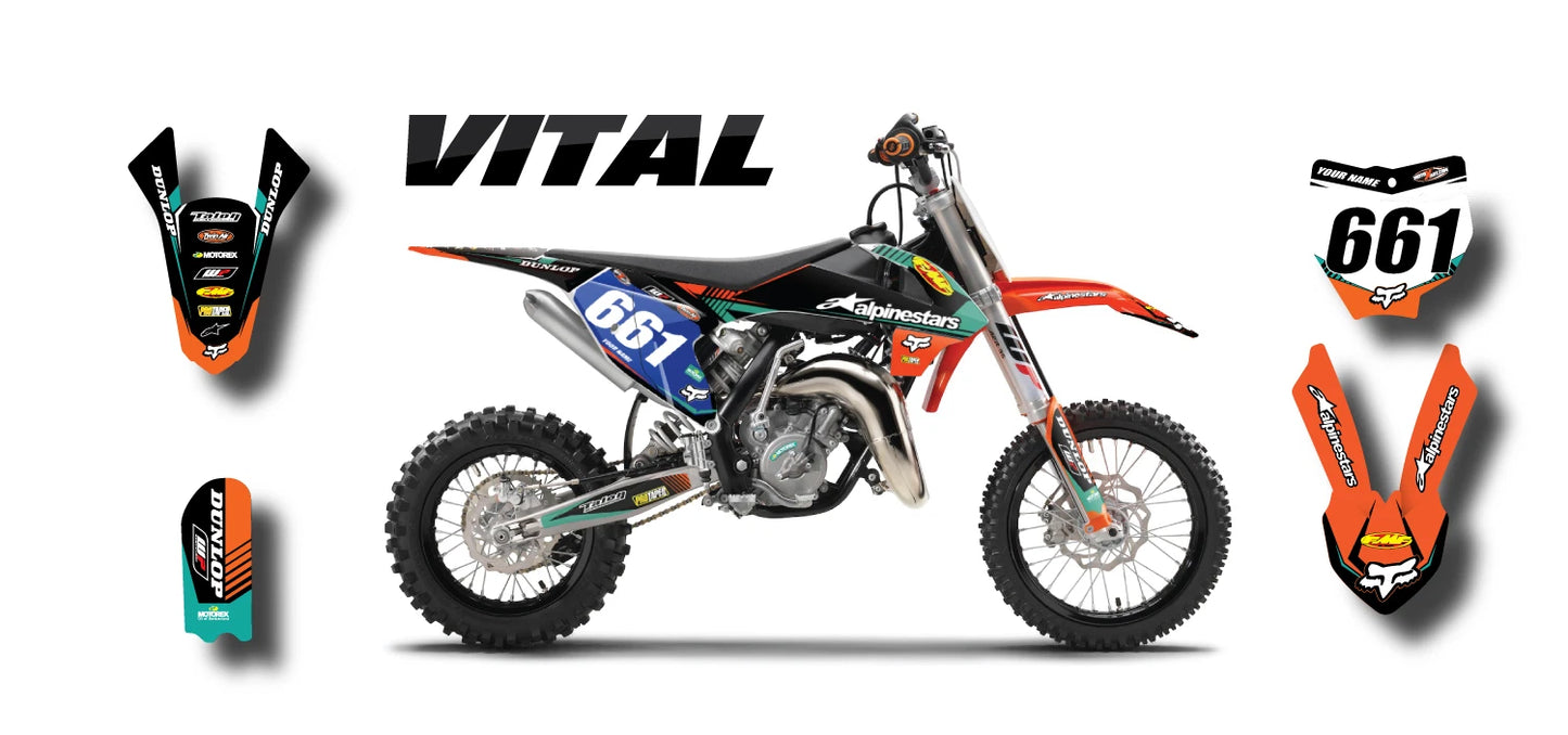 Custom Graphics Full Kit VITAL STYLE Stickers for KTM 50 (2016-2021)