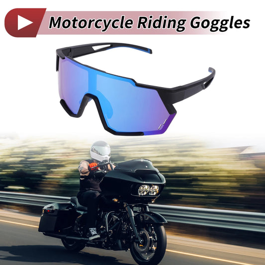 1 x Motorcycle Riding Goggles Blue Black Tri-Acetyl Cellulos PC for Make Model