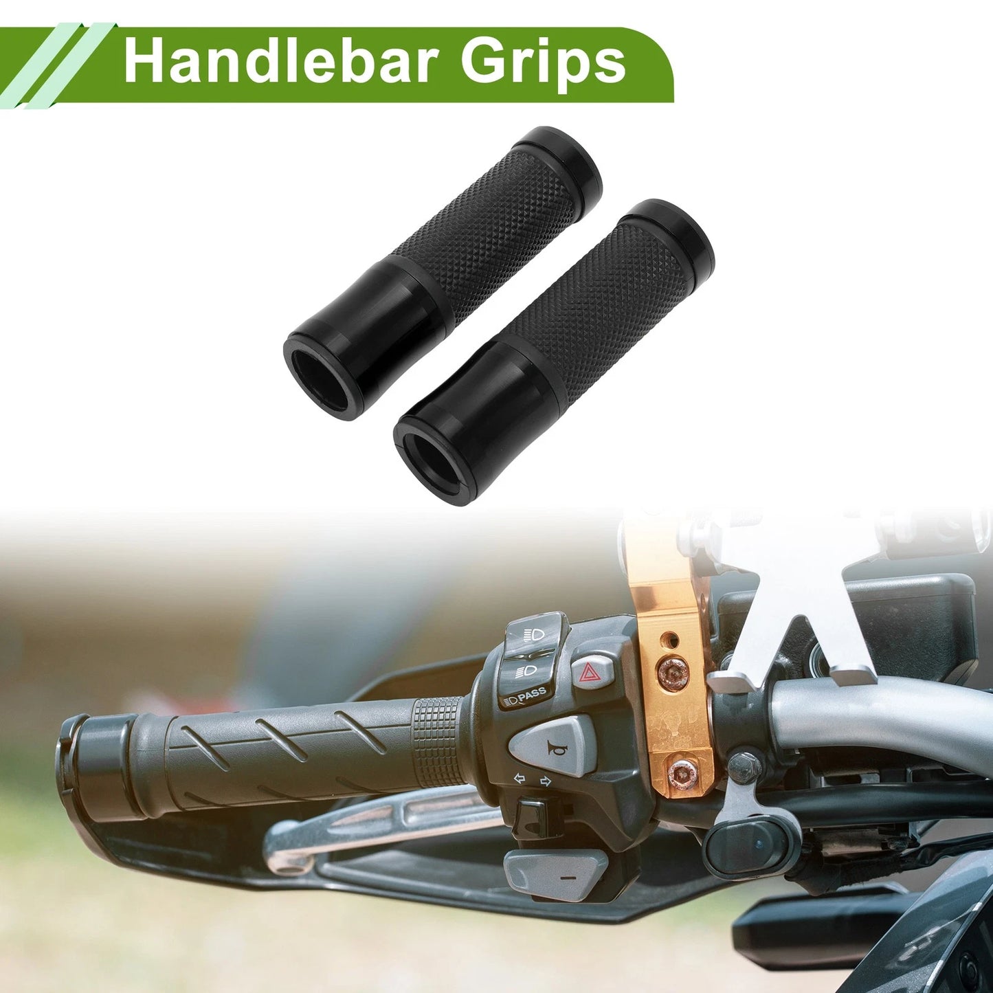 7/8" 22mm Hand Grips Aluminum Alloy Black for Motorcycle