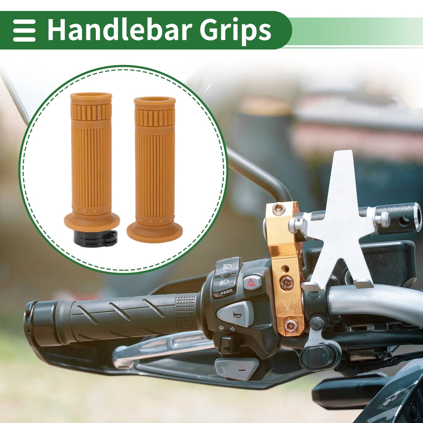 25mm Motorcycle Hand Grips TPU Yellow Brown for Motorcycle