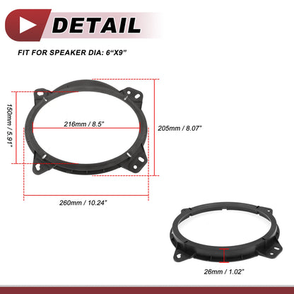 6"x9" Speaker Spacer Rings Adaptors for Toyota 4Runner (2003-2009)