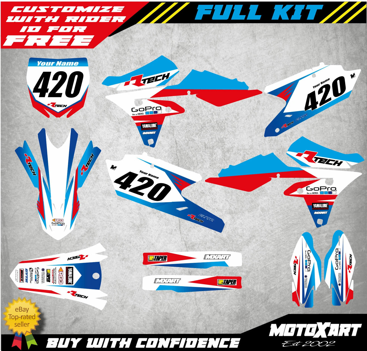 Custom Graphics Kit for Yamaha YZF 450 (2014-2017) FORTRESS STYLE Stickers