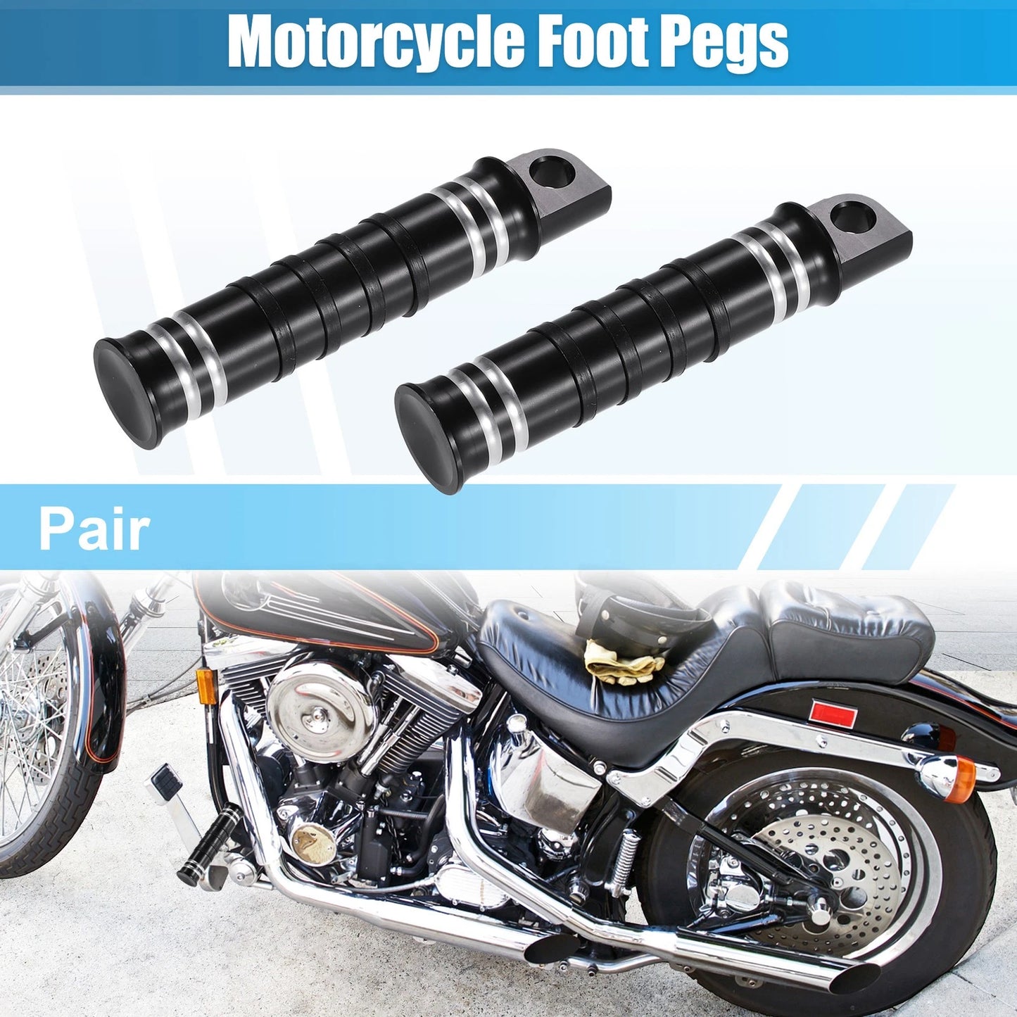 Male Footpegs Black Aluminum Alloy Foot Pegs for Harley