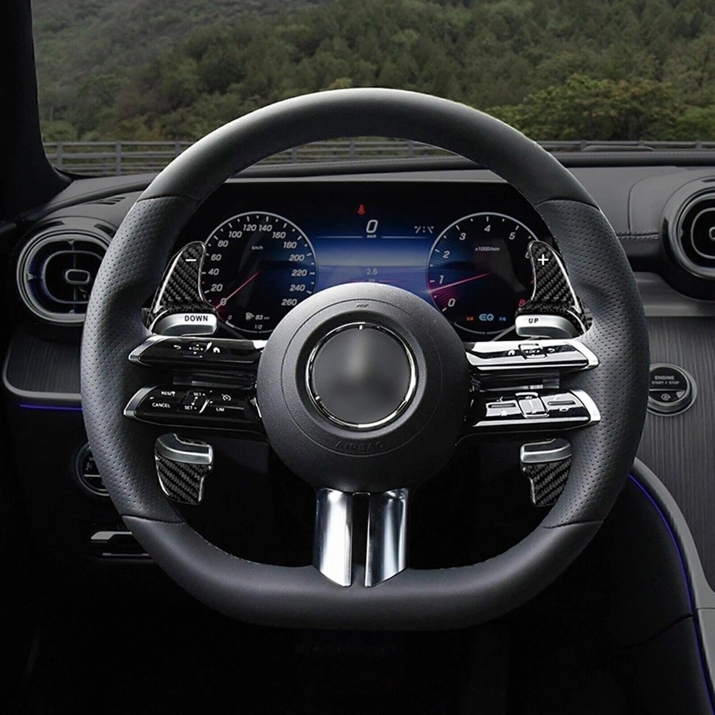 2 x Carbon Fiber Steering Wheel Shift Paddle Extensions for Benz AMG (22-23)