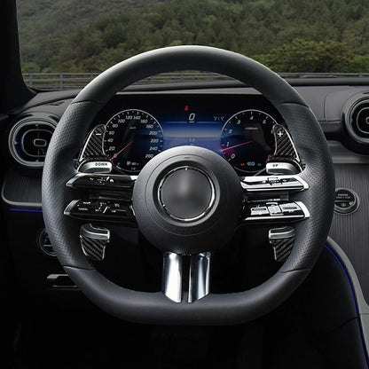 2 x Carbon Fiber Steering Wheel Shift Paddle Extensions for Benz AMG (22-23)